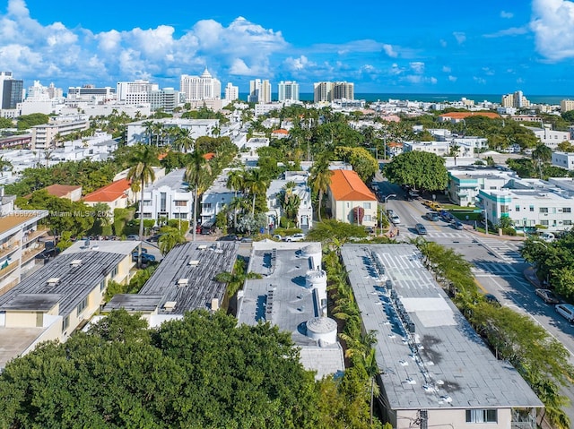 drone / aerial view with a city view