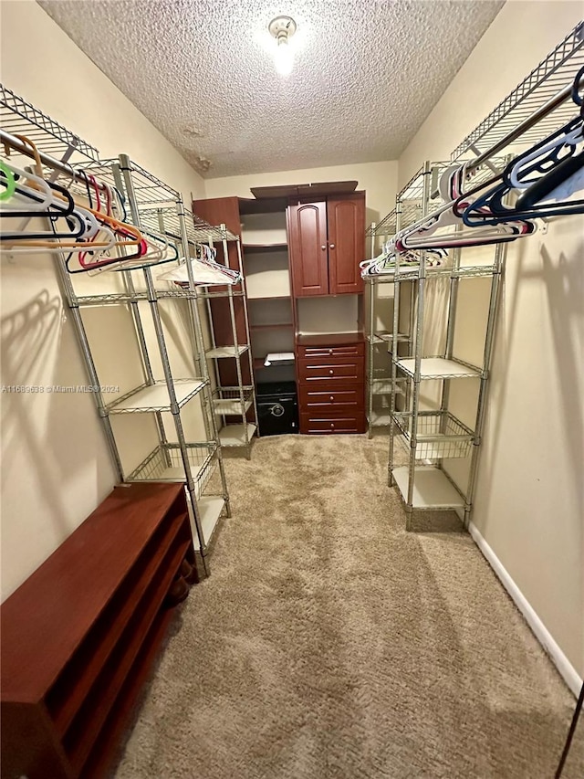 walk in closet featuring carpet