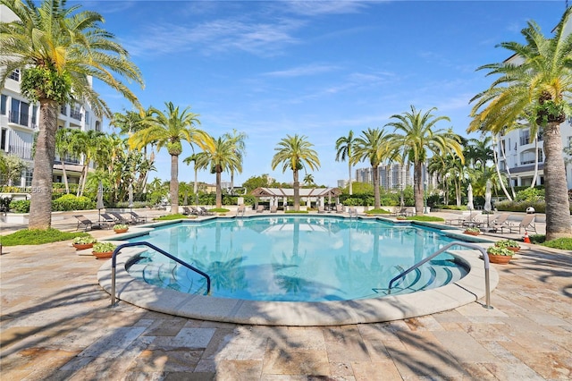 view of pool featuring a patio area