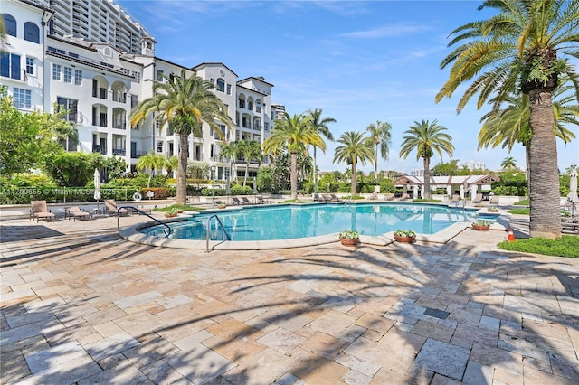 view of pool featuring a patio area