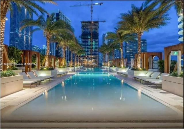 view of swimming pool featuring a patio