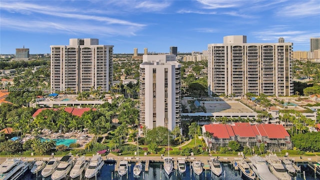 view of building exterior with a water view