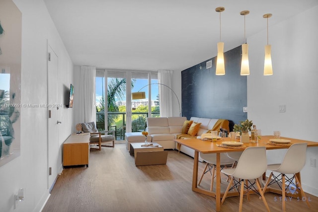 living room with hardwood / wood-style floors