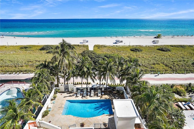 property view of water featuring a view of the beach