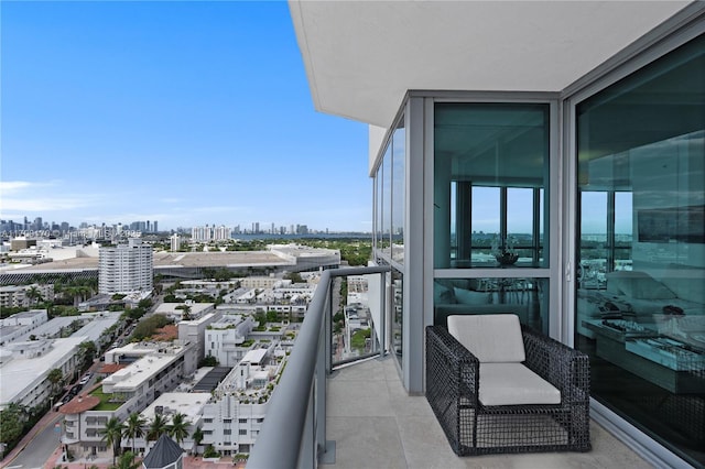 balcony featuring a view of city