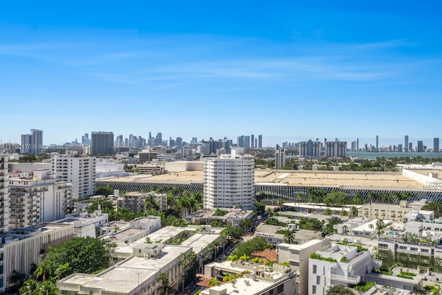 drone / aerial view with a city view