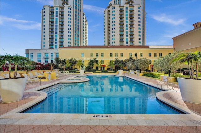 view of pool with a patio area