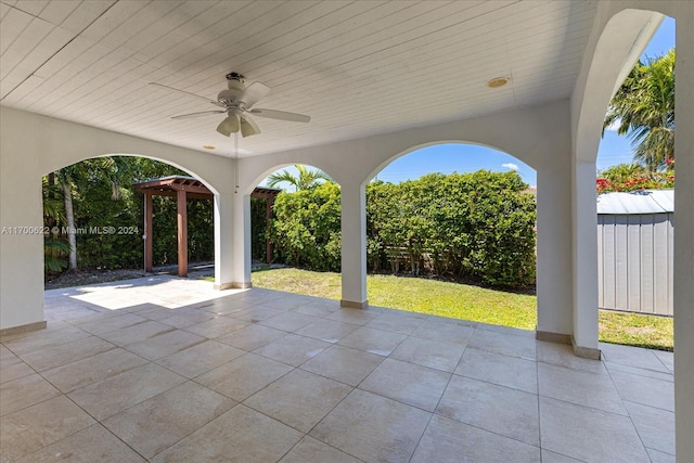 view of patio with ceiling fan