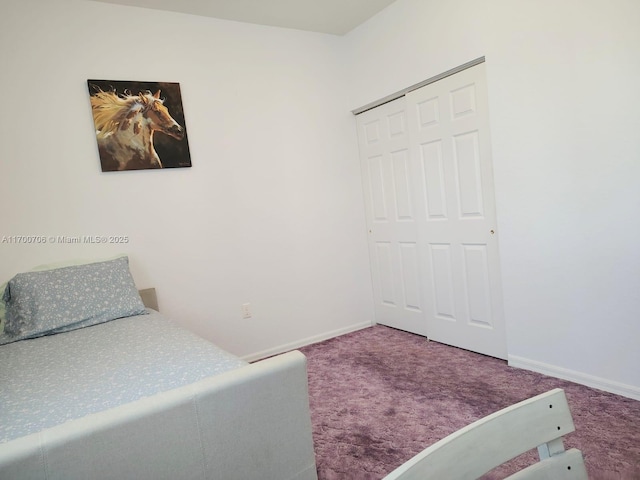 bedroom with a closet and carpet floors