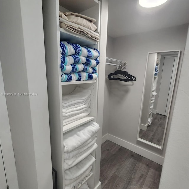 walk in closet featuring dark hardwood / wood-style floors