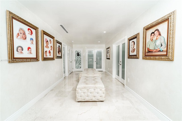 corridor with french doors