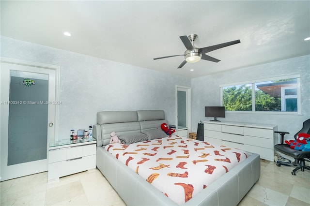 bedroom featuring ceiling fan