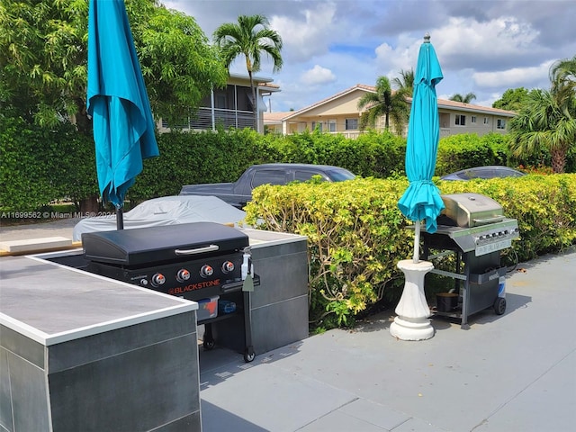 view of patio with area for grilling