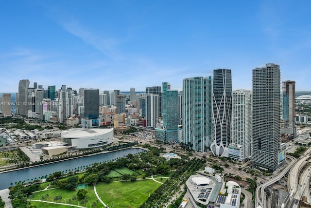 property's view of city with a water view