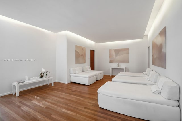 bedroom with wood-type flooring