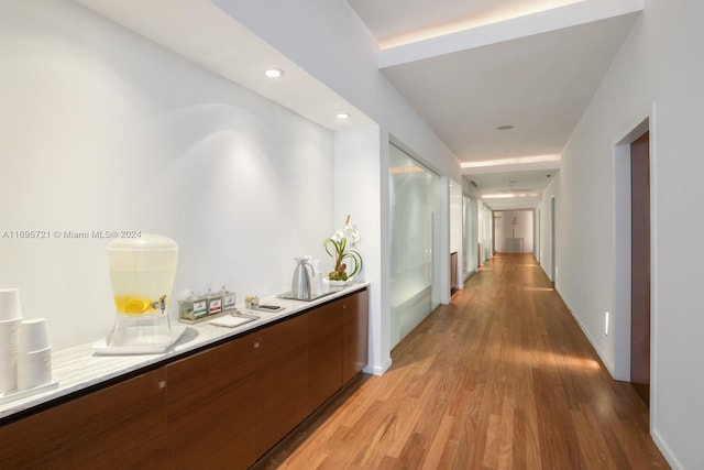 corridor featuring light wood-type flooring