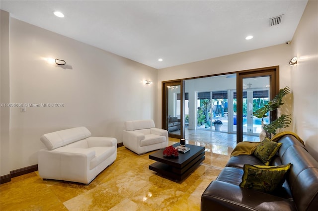 living room with french doors