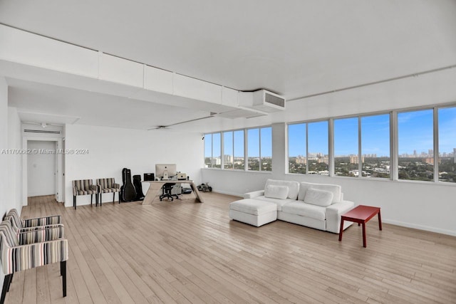 living room with light wood-type flooring