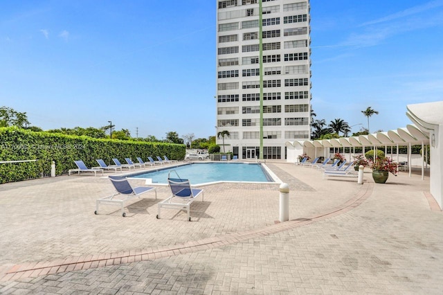 view of pool featuring a patio area