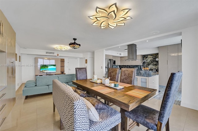 view of tiled dining space