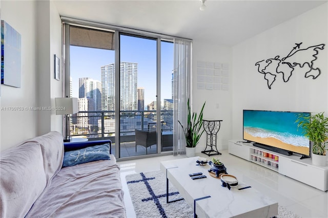 view of tiled living room