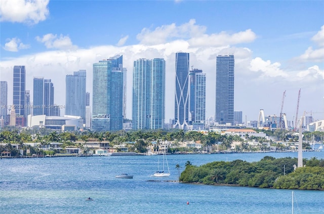 view of city with a water view