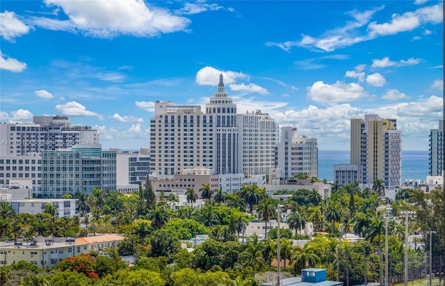 property's view of city with a water view