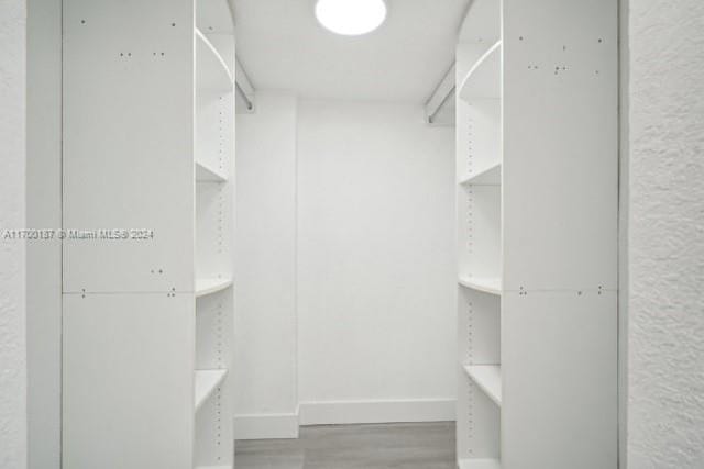 spacious closet with hardwood / wood-style floors