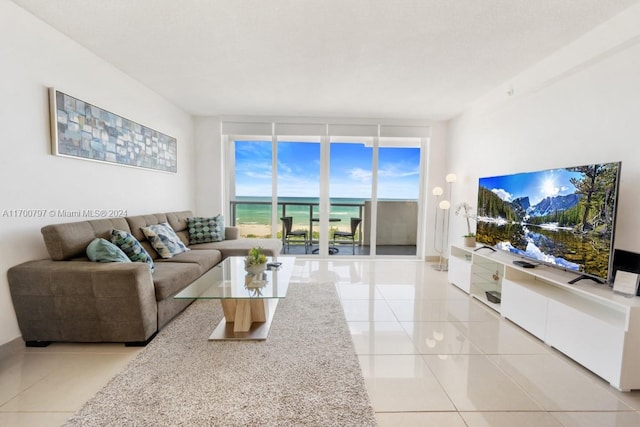 view of tiled living room