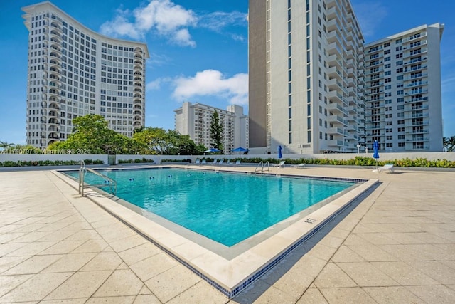 view of pool featuring a patio area