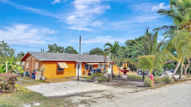 view of front of home featuring cooling unit