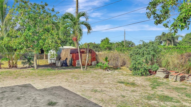 view of yard featuring a shed