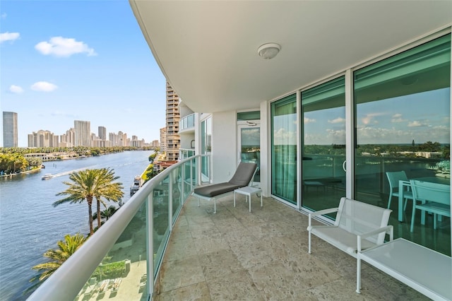 balcony with a water view