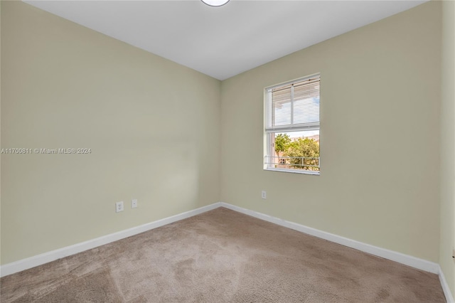 unfurnished room with light carpet