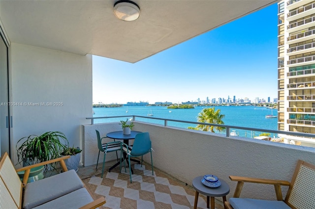 balcony with a water view