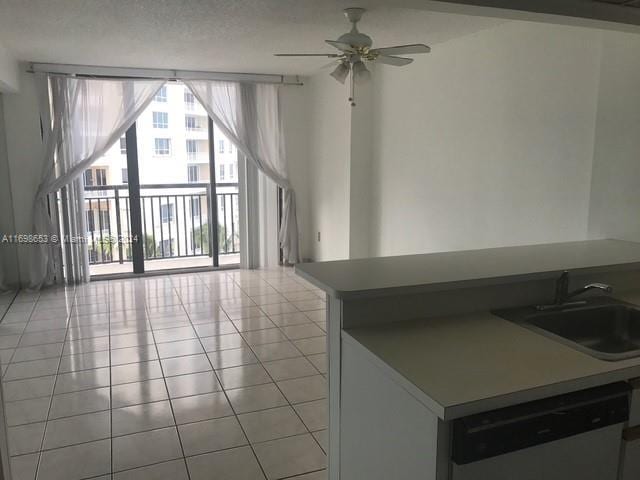 540 Brickell Key Dr Unit 830, Miami, FL 33131 - living area with a ceiling fan and light tile patterned flooring