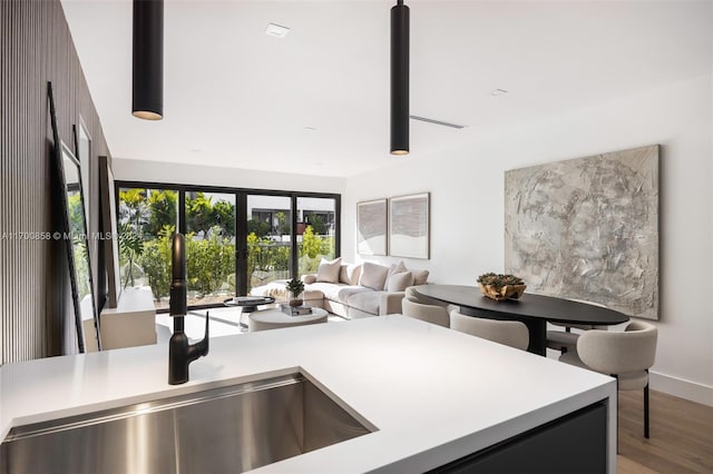 kitchen featuring hardwood / wood-style floors and sink