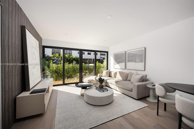 living room with light hardwood / wood-style floors