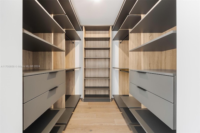 walk in closet featuring light wood-type flooring