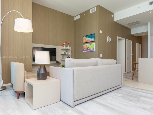 living room featuring light hardwood / wood-style flooring