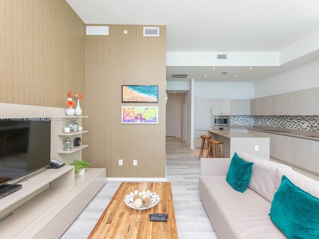 living room featuring light hardwood / wood-style flooring