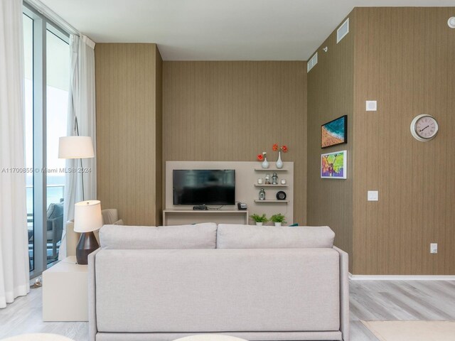 living room featuring light hardwood / wood-style floors