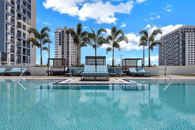 view of pool featuring a patio area