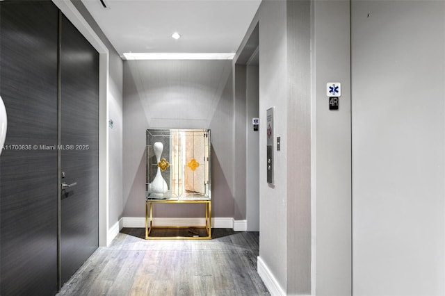 hallway featuring hardwood / wood-style flooring