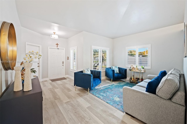 living room with light wood-type flooring