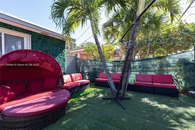 view of yard with outdoor lounge area