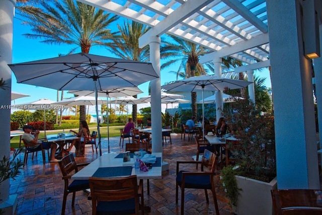 view of patio / terrace featuring a pergola