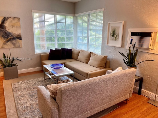 living room featuring hardwood / wood-style floors and a healthy amount of sunlight