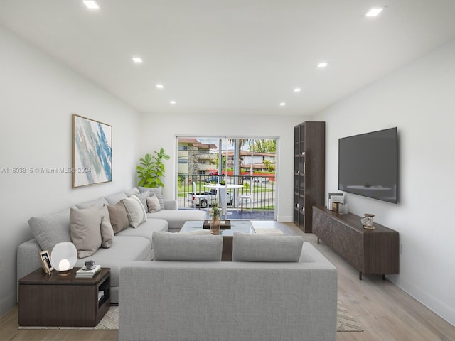 living room featuring light wood-type flooring