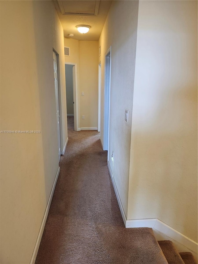 hall with carpet flooring